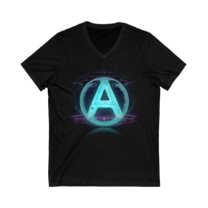 Blue Letter A Unisex Jersey Short Sleeve V-Neck Tee