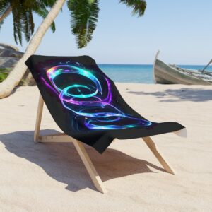 Soft Beach Towel - Neon Glow Circles Design
