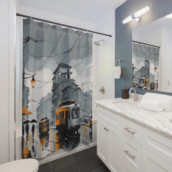 Urban Elegance Shower Curtain - Modern Cityscape Design for Stylish Bathrooms - Image 3