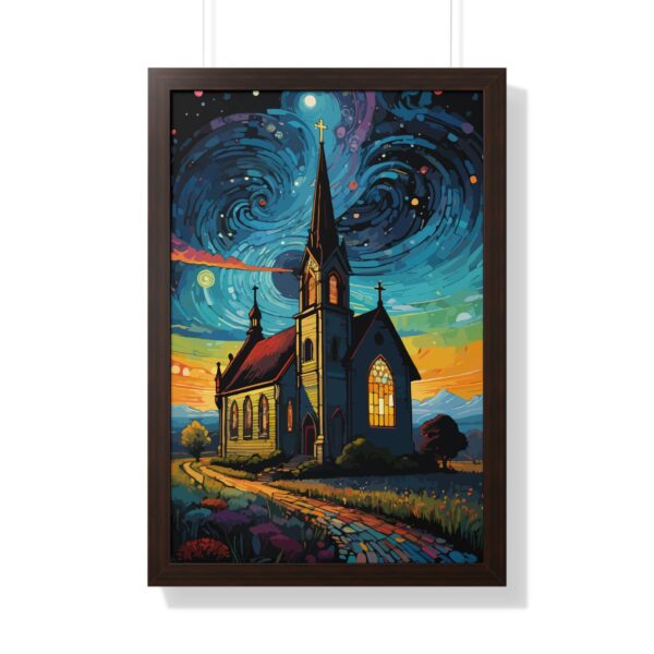 Starry Church Framed Vertical Poster - Vibrant Wall Art for Home Décor