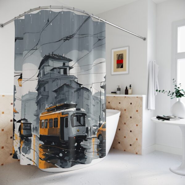 Urban Elegance Shower Curtain - Modern Cityscape Design for Stylish Bathrooms - Image 4