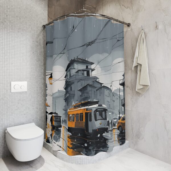 Urban Elegance Shower Curtain - Modern Cityscape Design for Stylish Bathrooms - Image 5