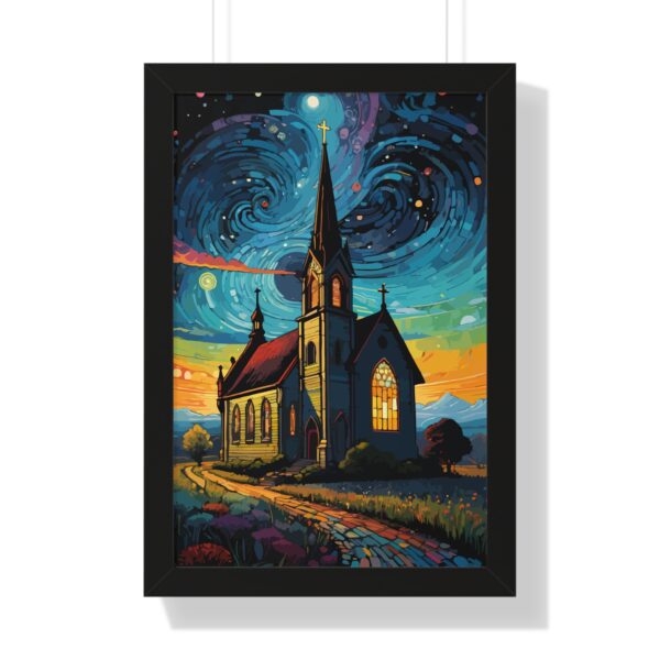 Starry Church Framed Vertical Poster - Vibrant Wall Art for Home Décor - Image 4