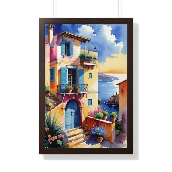 Charming Coastal Village Framed Vertical Poster - Vibrant Waterfront Art Decor - Image 19